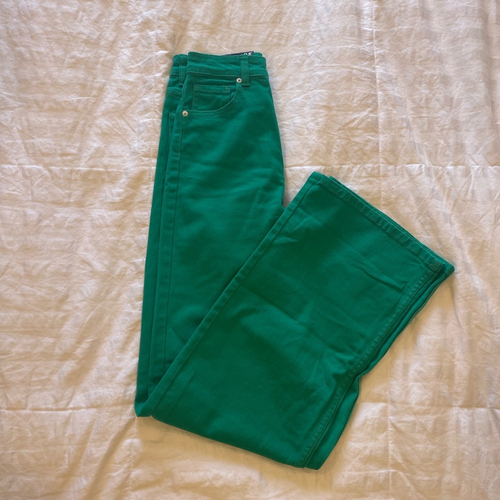 Green H & M Wide Leg Jeans High Waisted